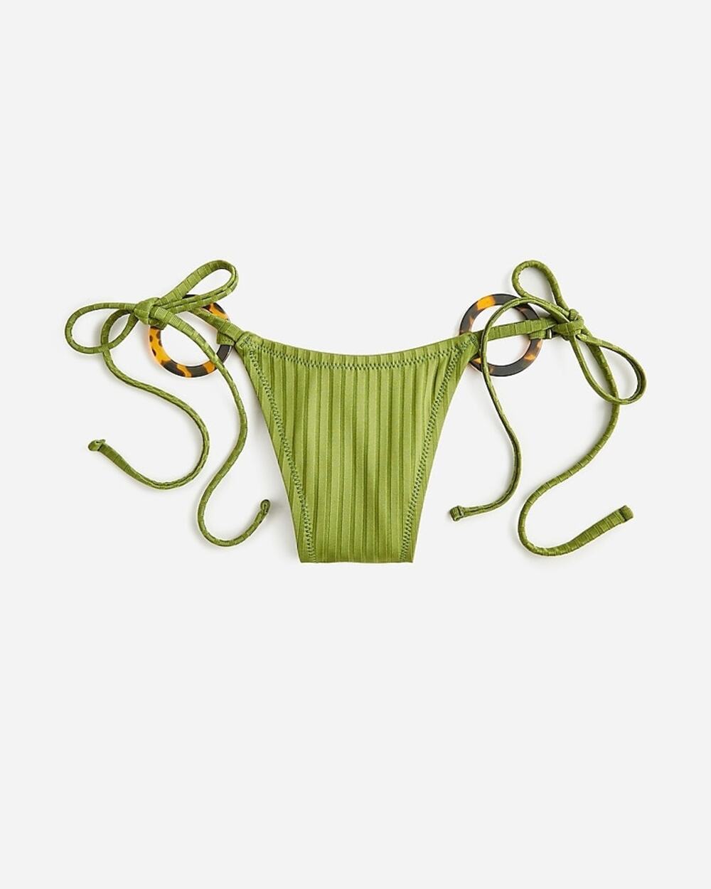 New J. Crew Green Wide Ribbed Cheeky String Side Tie Swim Bathing Suit Bottom 3X